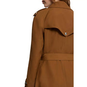 Morgan de toi Damenblazer aus beigefarbenem Polyestergemisch, strukturierter Trenchcoat in Karamellfarbe mit Taillengürtel und silbernen Knöpfen