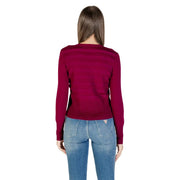 Morgan de toi Damen-Strickjacke in Fuchsia aus Viskosemischung, langärmelig, mit dezenter horizontaler Rippenstruktur
