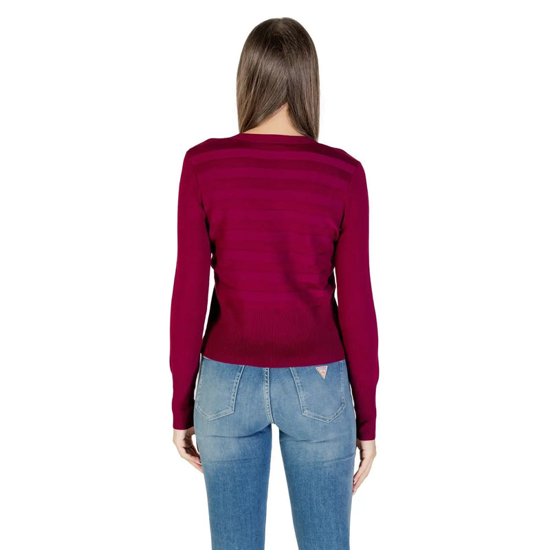 Morgan de toi Damen-Strickjacke in Fuchsia aus Viskosemischung, langärmelig, mit dezenter horizontaler Rippenstruktur