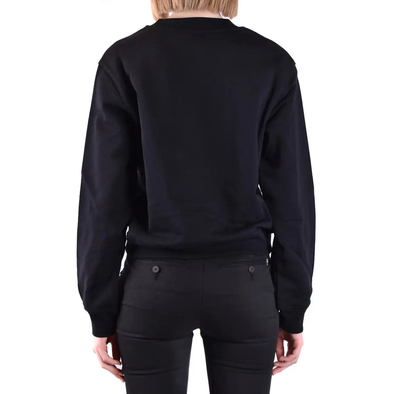 Moschino Schwarzes Damen-Sweatshirt aus Baumwolle, langärmelig, mit lockerer Passform, gerippten Bündchen und Rundhalsausschnitt, der von vorne sichtbar ist