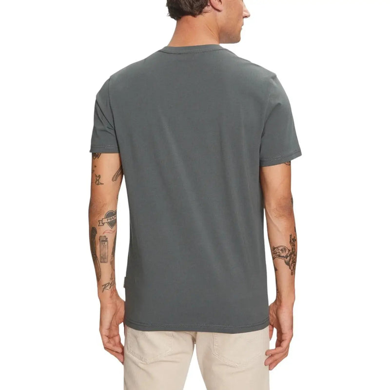 Napapijri Männer t-shirt Dunkelgraues, kurzärmeliges Oberteil mit Rundhalsausschnitt, dezent strukturiertem Stoff und minimalistischem Design