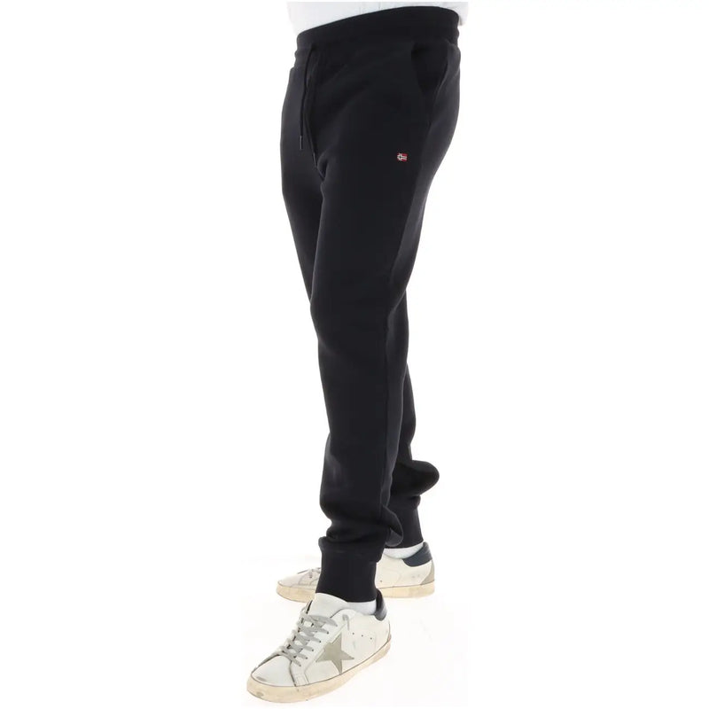 Napapijri Schwarze Herren-Jogginghose aus Baumwollfleece mit kleinem rot-weißem Logo am Oberschenkel
