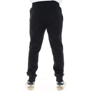 Napapijri Schwarze Herren-Jogginghose aus Baumwollfleece mit elastischem Bund und gerippten Bündchen, von hinten gesehen.