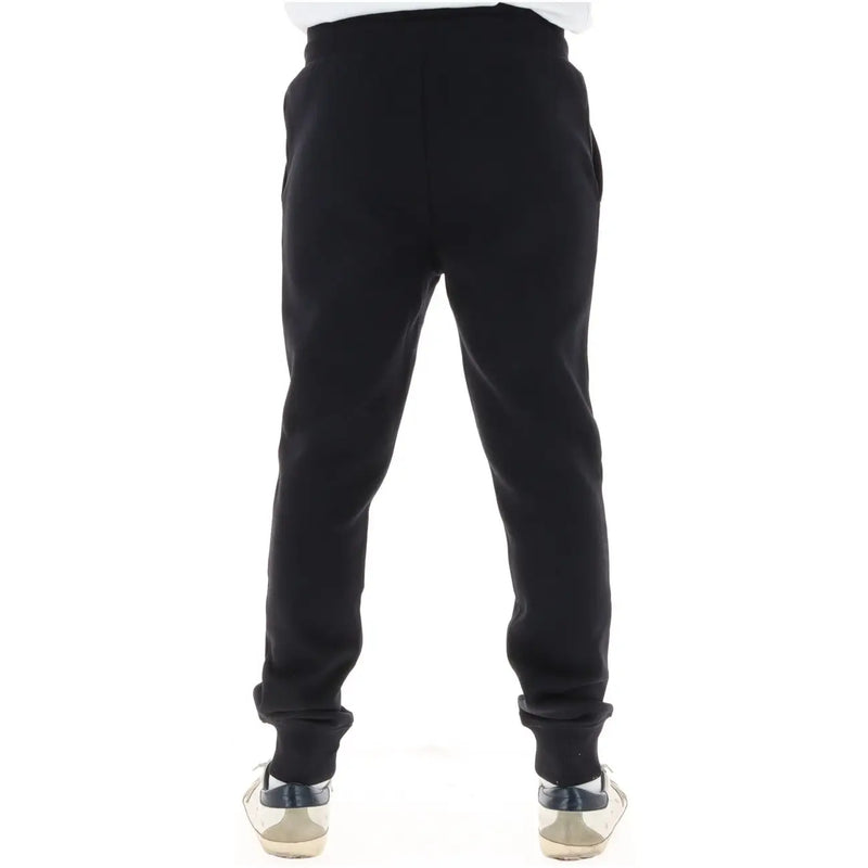 Napapijri Schwarze Herren-Jogginghose aus Baumwollfleece mit elastischem Bund und gerippten Bündchen, von hinten gesehen.