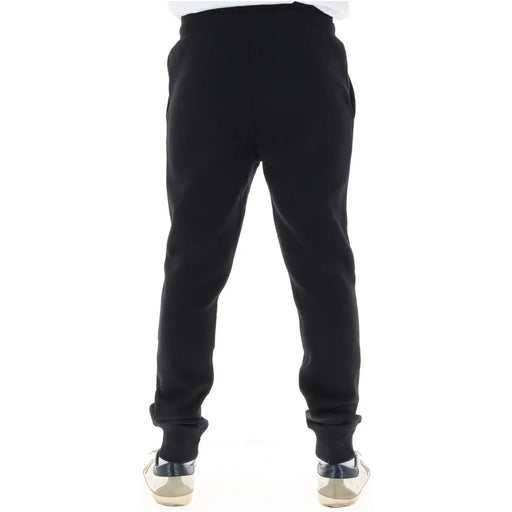 Napapijri Schwarze Herren-Jogginghose aus Baumwollfleece mit elastischem Bund und gerippten Bündchen, von hinten gesehen.
