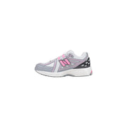 New balance Graue Damen-Skate-Sneaker aus Textil zum Hineinschlüpfen mit grau-weißem Stoff, rosa Logo-Schnürsenkeln und Fersenakzenten