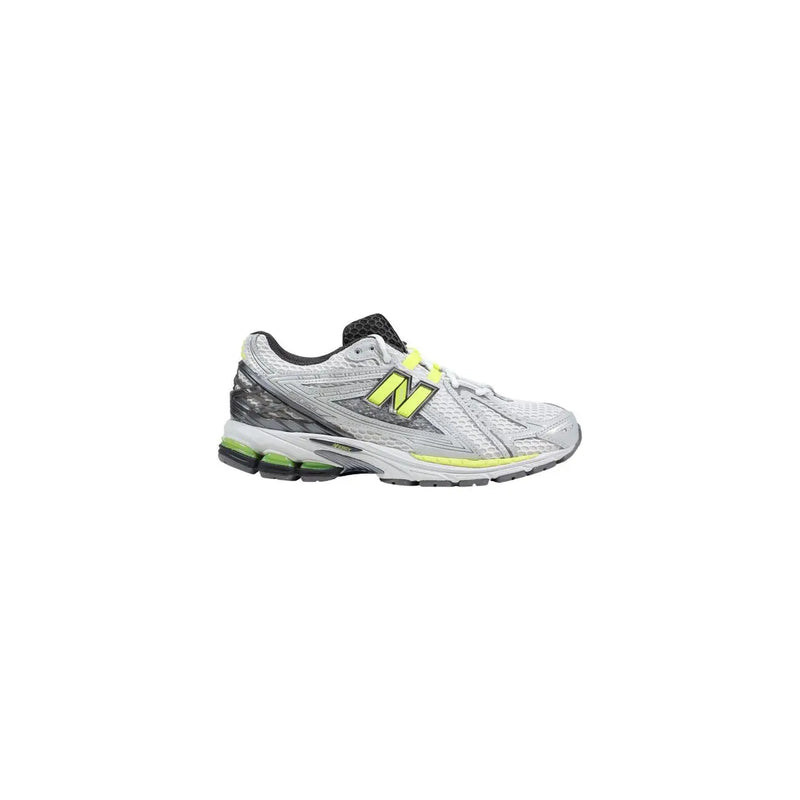 New balance Graue Damen-Sneaker aus Synthetik mit silber- und neongelbem Mesh-Obermaterial und schwarzen Akzenten
