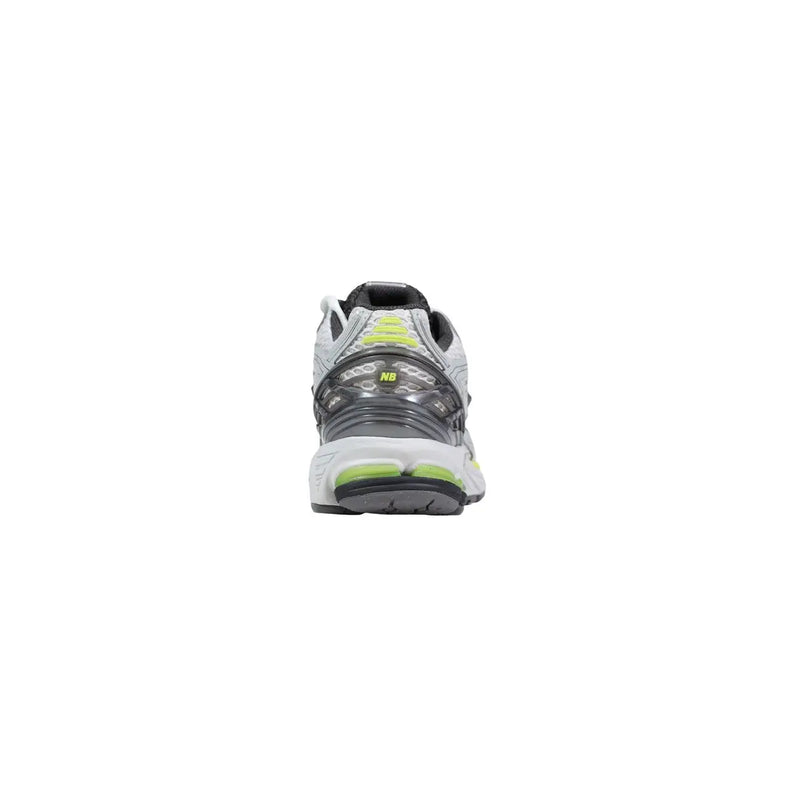 New Balance graue Damen-Sneaker aus Synthetik mit grau-neongrünem Mesh-Obermaterial und Gummisohle