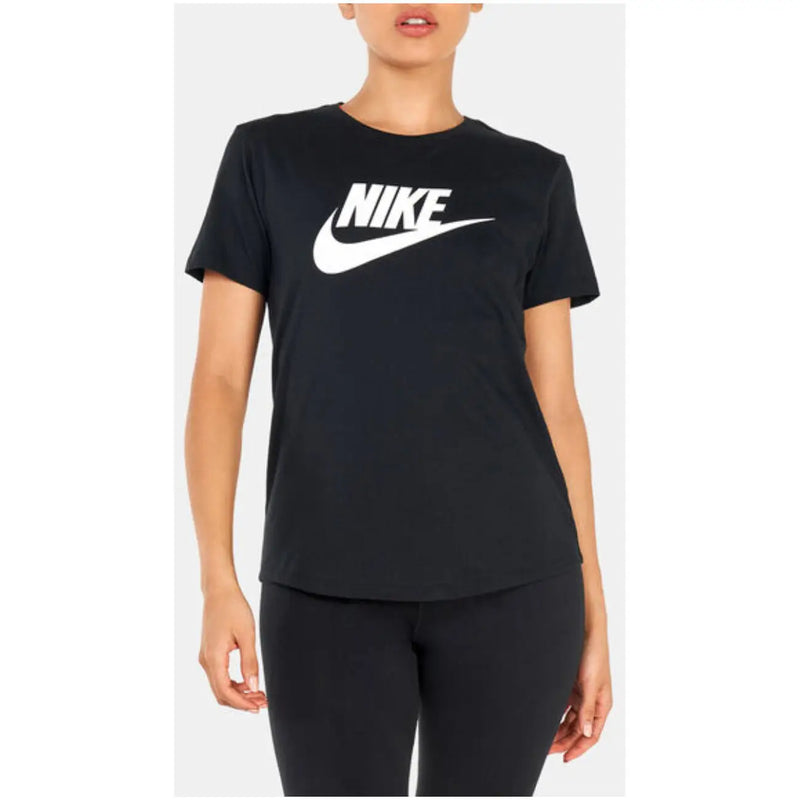 Black short-sleeved Nike cotton crew neck T-shirt for women