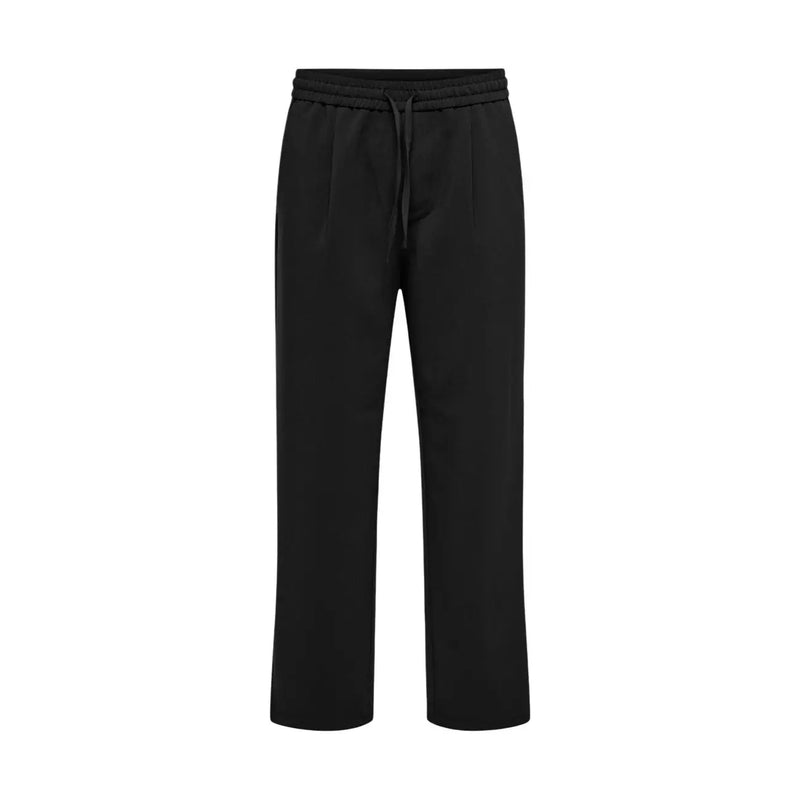 Only Schwarze Herrenhose von and Sons mit weitem Bein und Kordelzugbund aus Viskosemischgewebe