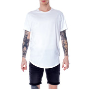 Only & Söhne Herren-T-Shirt aus weißer Baumwolle mit Rundhalsausschnitt und leicht abgerundetem Saum im minimalistischen Stil