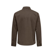 Only & Söhne Herren-Overshirt in Braun, reguläre Passform, elegantem Dunkelolivgrün mit klassischem Kragen und geknöpften Manschetten