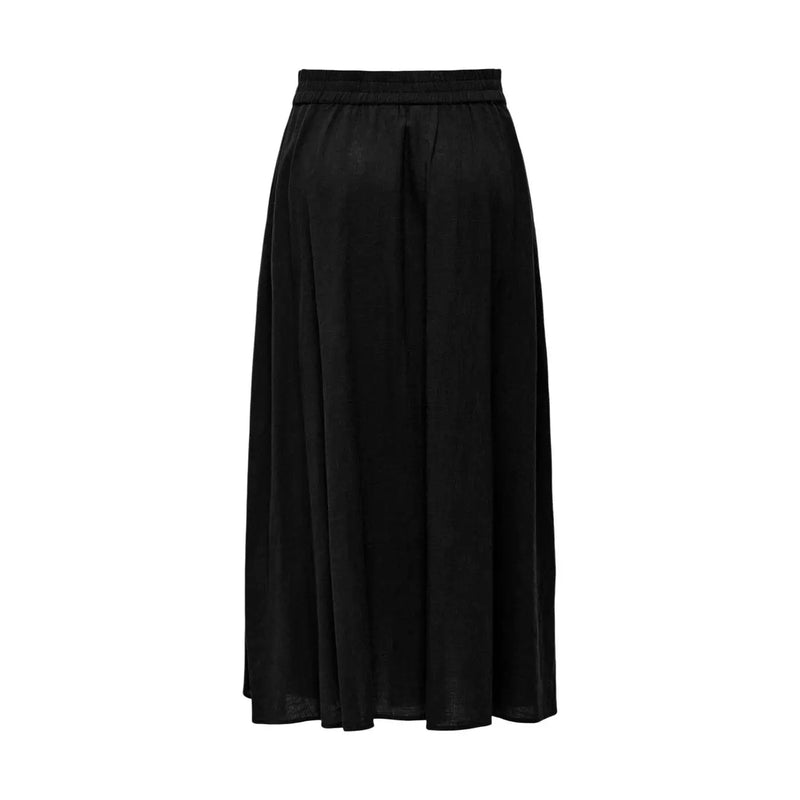 Schwarzer Satin-Midirock mit hohem Gummibund und dezenten vertikalen Falten von Only Lässige Sommerbekleidung für Damen