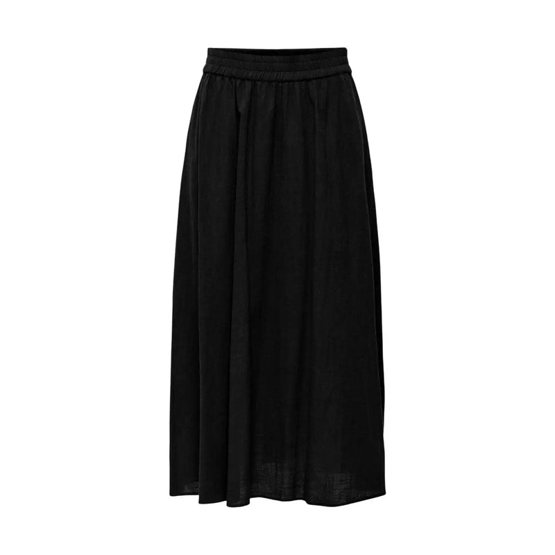 Schwarzer Baumwoll-Midirock mit elastischem Bund von Only Lässige Sommerbekleidung für Damen