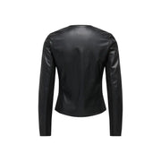 Only Schwarzer Damenblazer aus Kunstleder mit eleganter, taillierter Silhouette und dezenten Nahtdetails