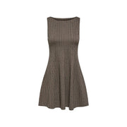 Only Schwarzes, ärmelloses, tailliertes Damenkleid aus Polyester mit ausgestelltem Rock im klassischen braun-schwarzen Hahnentrittmuster.