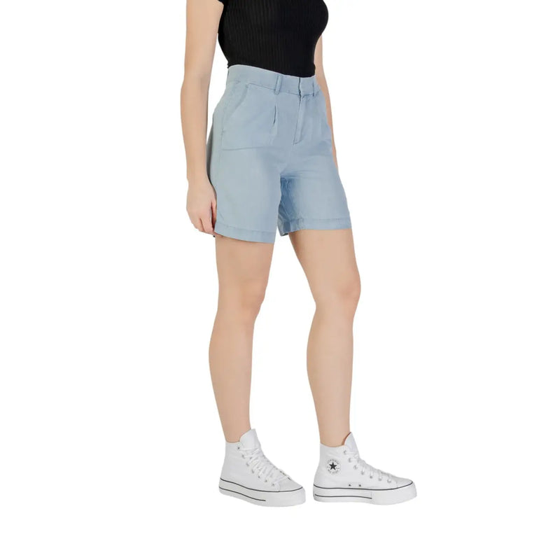 Hellblaue High-Waist-Bluse Only Damen-Lyocell-Denim-Shorts mit Vordertaschen, lässige Sommerbekleidung