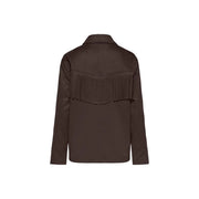 Rückseite only Brauner Wildlederblazer für Damen mit Fransenbesatz in der Mitte am Rücken