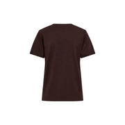 Only Damen-Baumwoll-T-Shirt mit kurzen Ärmeln und Rundhalsausschnitt in schlichtem Dunkelbraun mit einfachem Rundhalsausschnitt