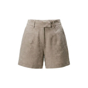 Beige Leinen-Shorts mit dezenter Webstruktur und hohem Bund für Damen von only graue Polyesterkollektion