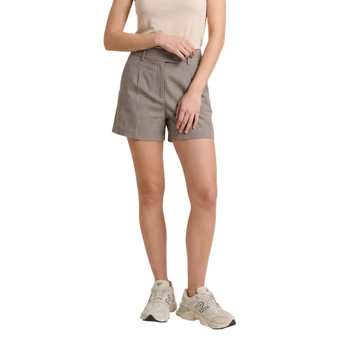 Beige, hochgeschnittene, taillierte Shorts mit Faltenmuster aus grauem Polyester für Damen von only