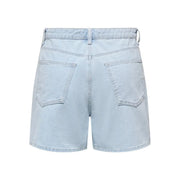 Rückansicht von only Hellblaue Damen-Jeansshorts aus Baumwollmischgewebe mit hohem Bund und klassischen Gesäßtaschen