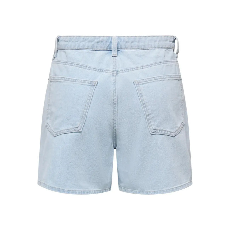 Rückansicht von only Hellblaue Damen-Jeansshorts aus Baumwollmischgewebe mit hohem Bund und klassischen Gesäßtaschen