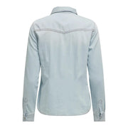Hellblaues Jeanshemd aus Baumwolle für Damen mit klassischem Kragen und geknöpften Manschetten von Only Artikel 15315185
