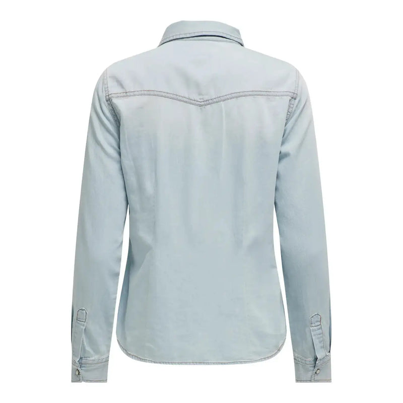 Hellblaues Jeanshemd aus Baumwolle für Damen mit klassischem Kragen und geknöpften Manschetten von Only Artikel 15315185