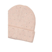 Only Damen-Mütze mit rosa Strasssteinen aus Wollmischung mit zartrosa Rippstrick und silbernen Strassverzierungen