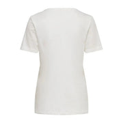 Weißes, kurzärmeliges Baumwoll-T-Shirt mit schlichtem Rundhalsausschnitt für Damen only Artikel 15244714