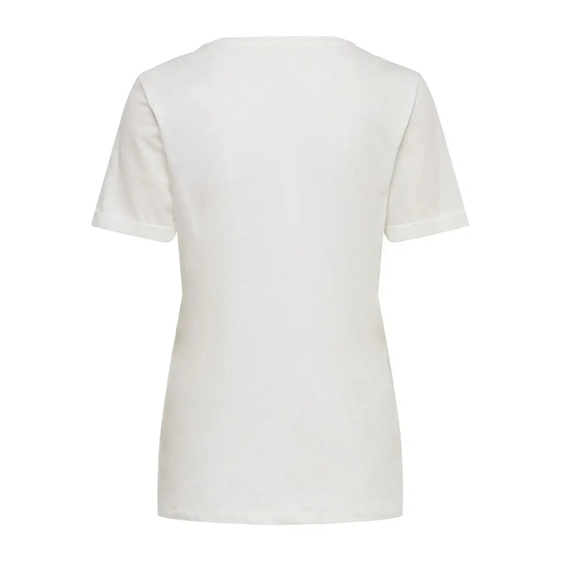 Weißes, kurzärmeliges Baumwoll-T-Shirt mit schlichtem Rundhalsausschnitt für Damen only Artikel 15244714