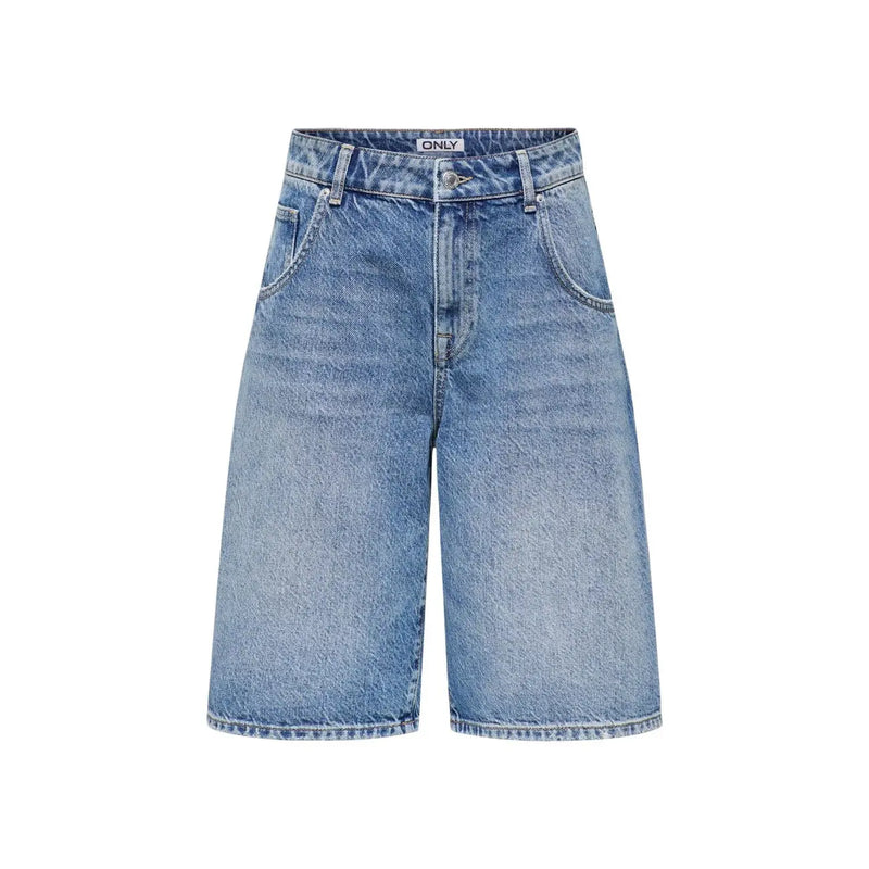 Hellblaue Jeansshorts mit hohem Bund und fünf Taschen aus Bio-Baumwolle von Only Damenpassform