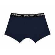 Marineblaue Palm Angels Herren-Boxershorts mit schwarzem Bund und weißem Logo aus Baumwoll-Stretchgewebe