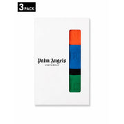 Palm Angels Herrenunterwäsche aus schwarzer Stretch-Baumwolle mit leuchtend orange-blau-grün gestreiftem Design (Vorderansicht)