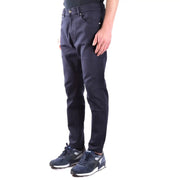 Paolo Pecora Herren-Jeans aus dunkelblauer Baumwolle mit schmaler Passform, Stretch, klassischem Fünf-Taschen-Design und dezenten Ziernähten