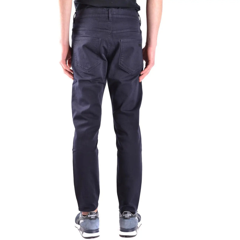 Paolo Pecora Herren-Baumwollhose, blaue Stretch-Jeans in schmaler Passform mit klarem, modernem Schnitt und dezenten Ziernähten