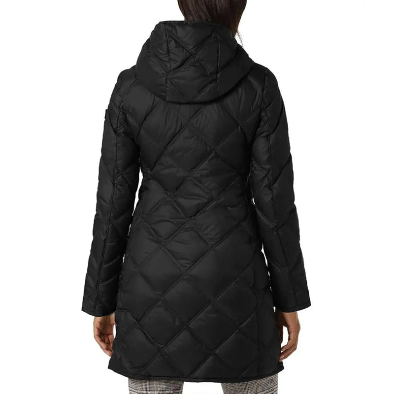 Schwarzer Daunenblazer von Peuterey für Damen mit Kapuze und diagonalem Steppmuster
