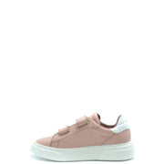 Philippe Model Damen-Sneaker aus rosafarbenem Leder mit Obermaterial aus zartrosa Wildleder, weißer Gummisohle und Klettverschlüssen