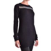 Pierre Balmain Damenpullover aus schwarzem Angora-Mischgewebe mit silbernem Paillettenband über der Schulter