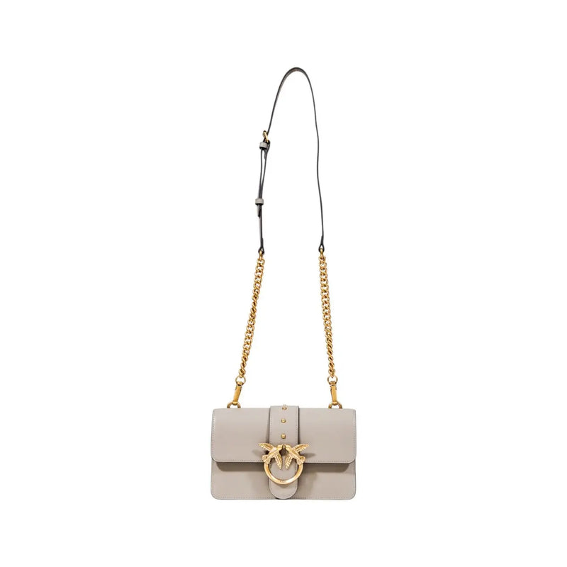 Pinko beige polyurethane crossbody bag with gold bird clasp