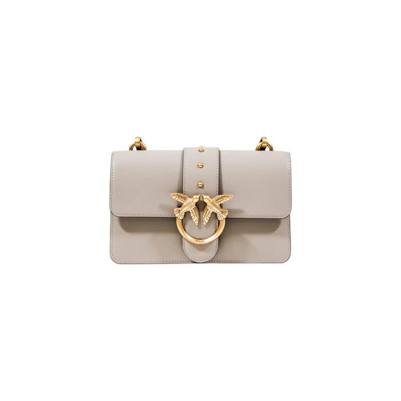Pinko beige polyurethane crossbody bag with gold bird clasp