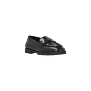 Pinko Schwarze Damen-Lederslipper mit goldfarbenem Logo-Emblem am Riemen für einen klassischen Stil
