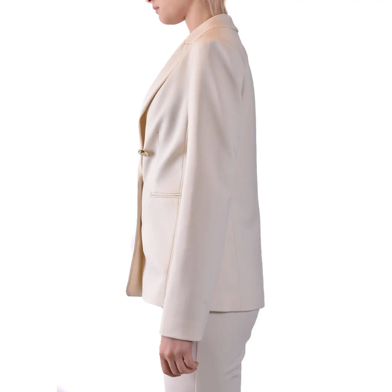 Pinko Damenblazer in Rosa-Creme aus Viskosemischung mit Reverskragen und einem einzelnen goldfarbenen Knopf