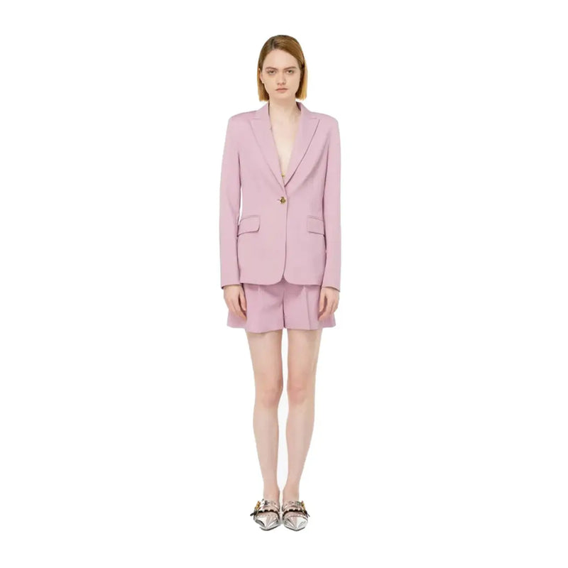 Pinko Damenblazer in Lila aus Polyester mit Reverstasche, zartrosa, tailliert, mit einem einzelnen goldenen Knopf und Pattentaschen