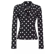 Pinko Schwarzer Damenblazer aus Viskose mit weißen Punkten und klassischer, taillierter Silhouette