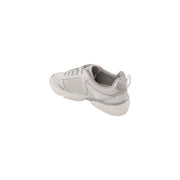Pinko Weiße Damen-Sneaker aus Leder zum Hineinschlüpfen mit hellgrauem Design, klobiger weißer Sohle und dezenten silbernen Metallic-Akzenten