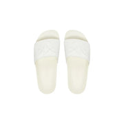 Pinko Weiße PVC-Sandalen für Damen zum Hineinschlüpfen mit dezentem Totenkopf-Prägemuster auf dem Riemen – perfekt für den Frühling.