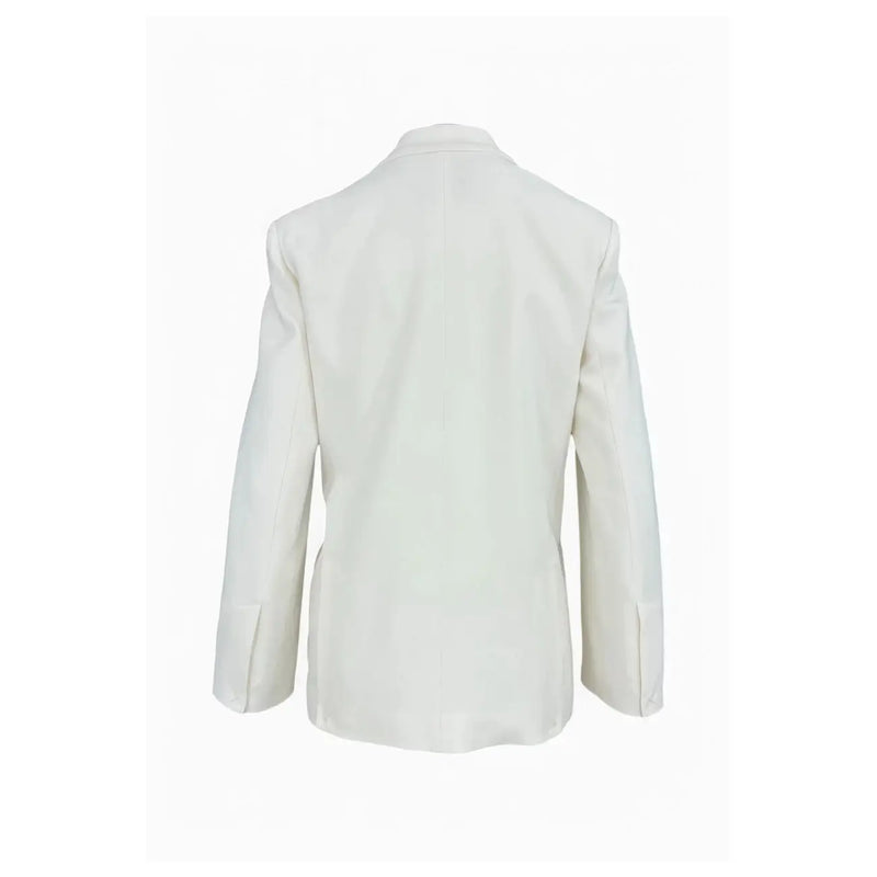 Weißer Viskoseblazer von pinko mit elegantem, tailliertem Schnitt, klaren Linien und langem V-Ausschnitt für Damen