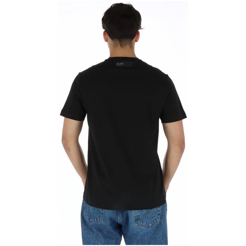 Plein sport black printed men’s t-shirt in 100% cotton with a small pareo logo tag at the neckline